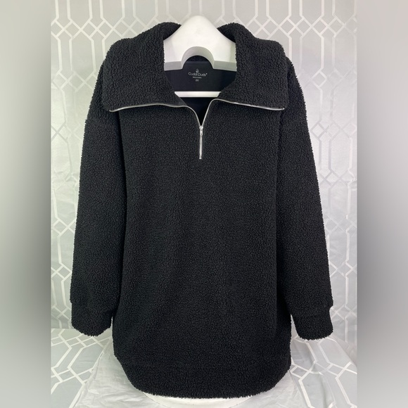 Cuddl Duds Jackets & Blazers - Cuddl Duds Sherpa Fleece Quarter Zip Pullover Sweatshirt 2X